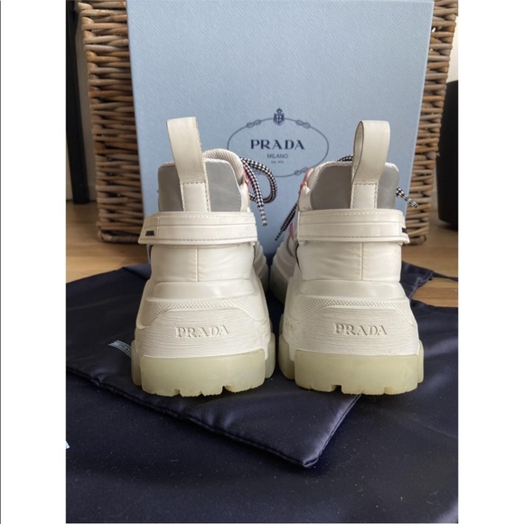Prada Centaurus Leather Platform Trainers white and pink - Picture 9 of 16